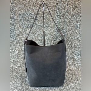 Madewell The Essential Bucket Tote Bag Purse Charcoal Suede